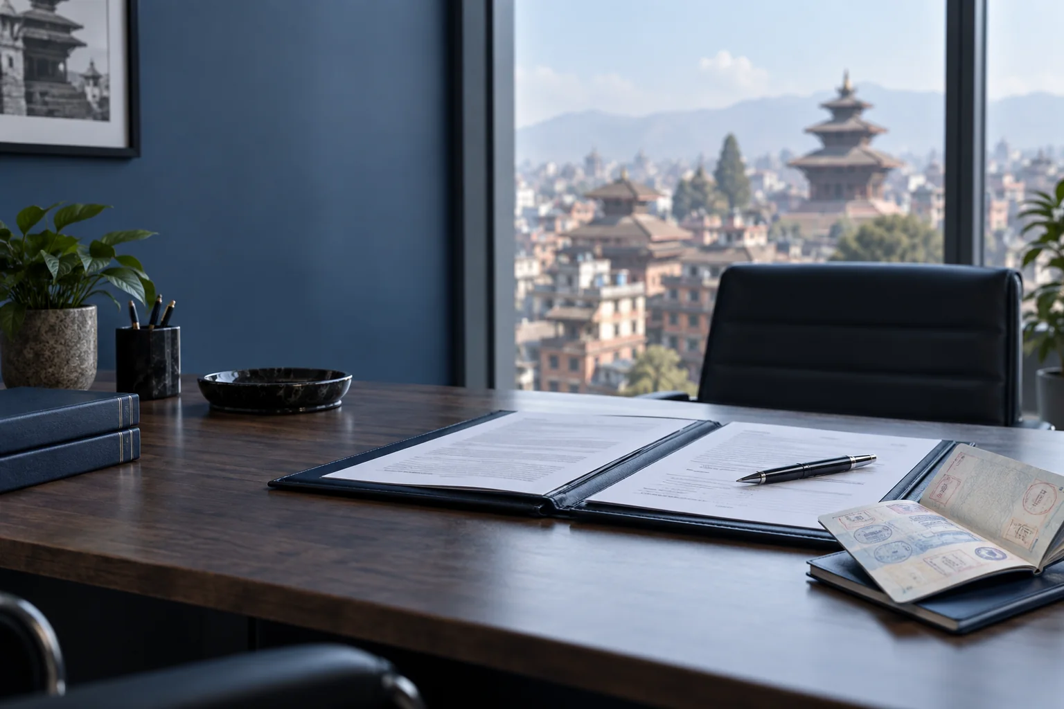 Professional immigration document review in a Kathmandu office